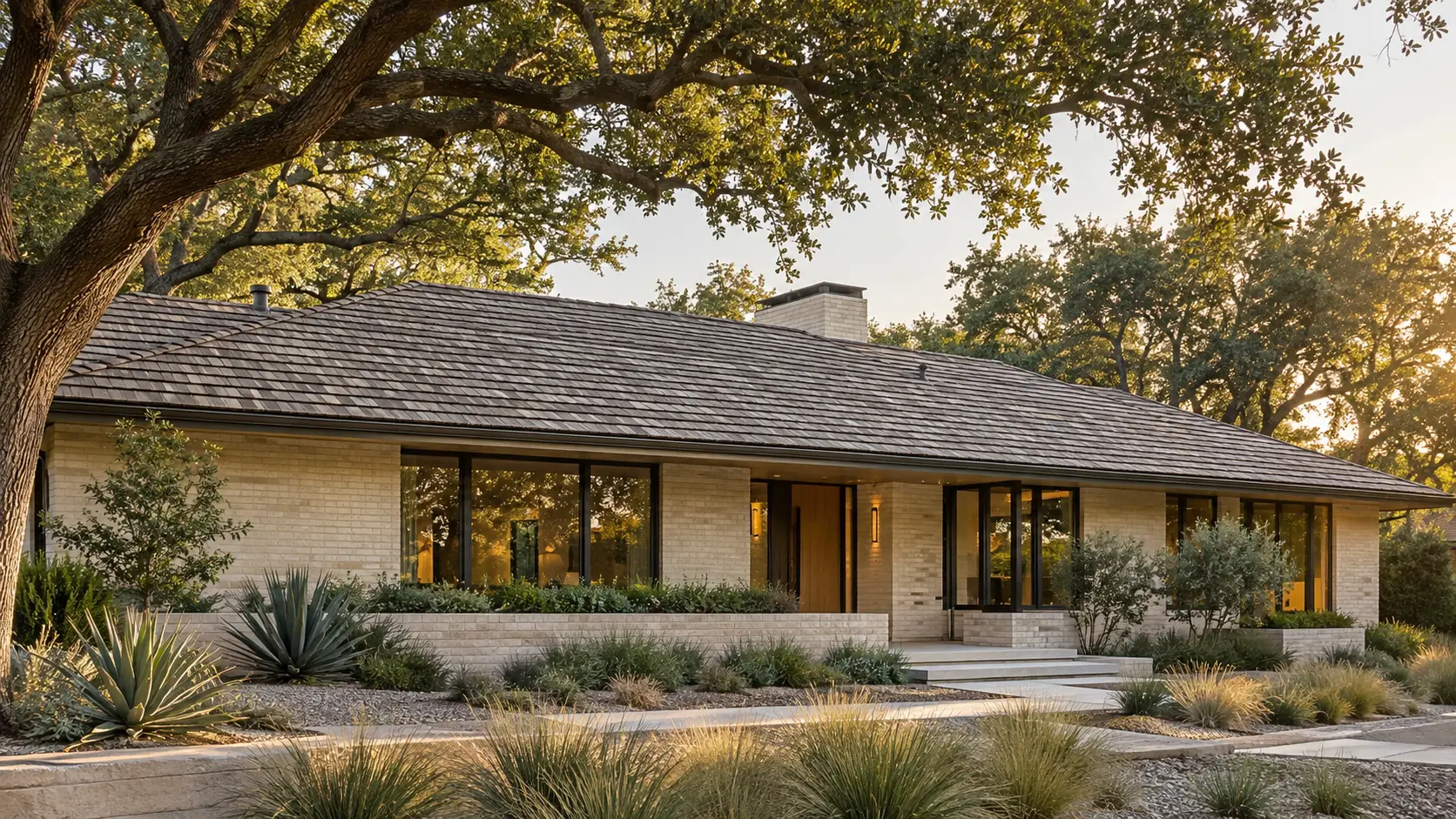 Renovated Dallas ranch home with a completed weathered-gray shingle roof